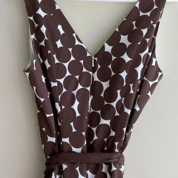 Nine West Brown and White Polka Dot Fit & Flare Dress, Belted Dress, Size 12 - Picture 15 of 16